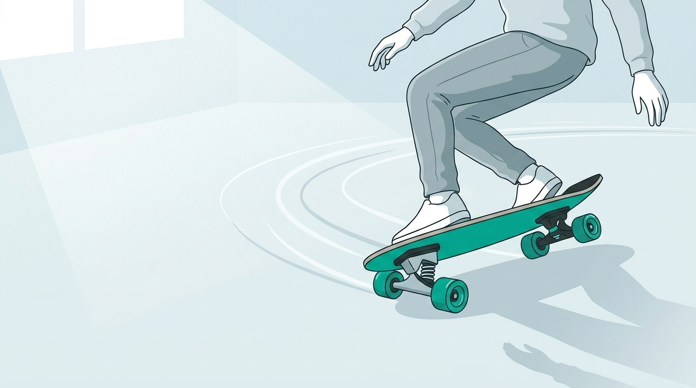 Illustration ACTA : comment pomper en surfskate, mouvement de carving en S