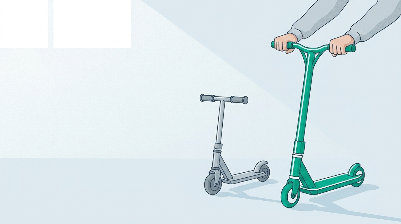 Illustration ACTA : choisir sa trottinette freestyle débutant, format enfant et adulte
