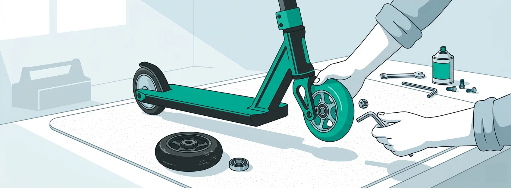 Entretien trottinette freestyle — tutoriel changer une roue ACTA